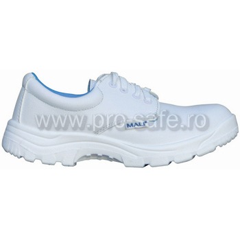 LUNA S2                    <br/><br/>Pantofi de protectie LUNA S2.<br/>• pantofi cu șiret cu bombeu din oțel <br/>• față cu microfibre, albă, rezistență sporită la lichide <br/>• ventilație excelentă și excelentă permeabilitate la aburi <br/>• talpă dublă din poliuretan, antistatică, rezistentă la uleiuri, flexibilă, călcâi absorbitor de energie <br/>• proprietăți antiderapante SRC testate pe suprafețe ceramice umede şi din oțel <br/>• încălțăminte recomandată pentru operațiuni cu greutăți mici, în domeniul sănătății sau al industriei alimentare, pentru purtare toată ziua <br/>• zonă maleolară și limbă complet buretată<br/> StandardUE: EN ISO 20345:2011, EN ISO 20347<br/><br/>Mărimi: 36 – 48