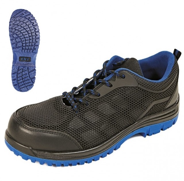 ISSEY-LOW-S1P-SRC-BLACK-BLUE-PANTOFI<br/><br/>Pantofi de protectie cu bombeu din material compozit si branturi rezistente la perforare. Talpa este din poliuretan dubla densitate, antistatica, antialunecare si rezistenta la uleiuri. Partea superioara este din material textil respirabil.<br/><br/>Culori: negru-albastru.<br/>Marimi: 38 – 47.